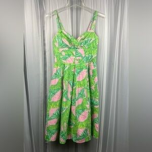 Vintage Lilly Pulitzer Billie Zebra Sleeveless Dress 100% Cotton Pink Green Sz 0